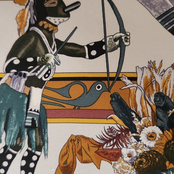 Colorful Patterned Silk Scarf - Picture 3 of 8